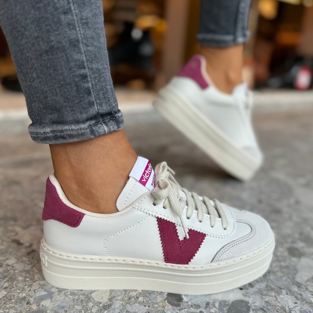 VICTORIA Platform Trainer With Fuchsia Logo And Heel Barcelona Cyclist Sneakers